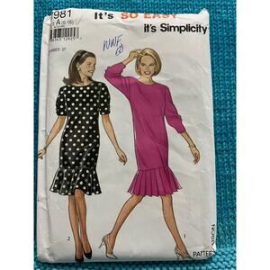 Simplicity 7981 Sewing pattern Dress drop waist 1990s size 6-16